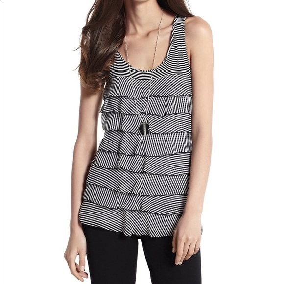 WHBM Size SMALL Ruffled Stripped Tank Size SMALL - Picture 1 of 6